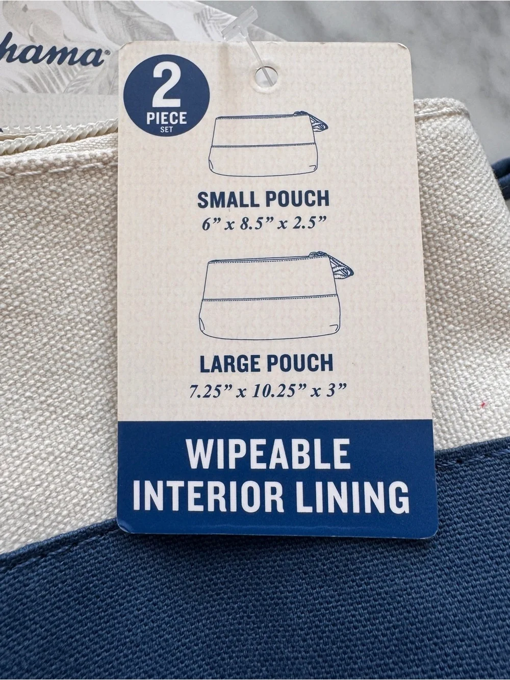 Tommy Bahama NWT Blue and Cream Canvas Multi-purpose Pouch Set